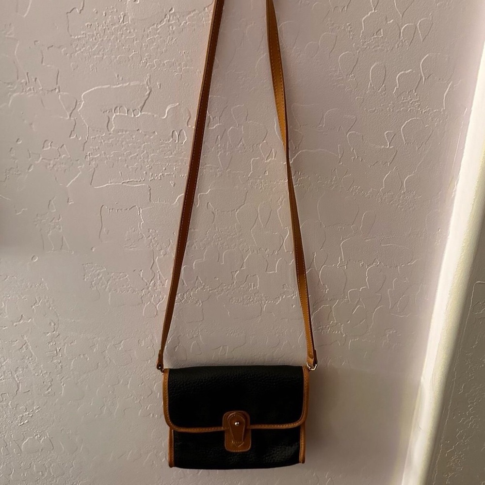 GH Bass & Co Vintage Crossbody Bag, Black & Brown Leather Satchel